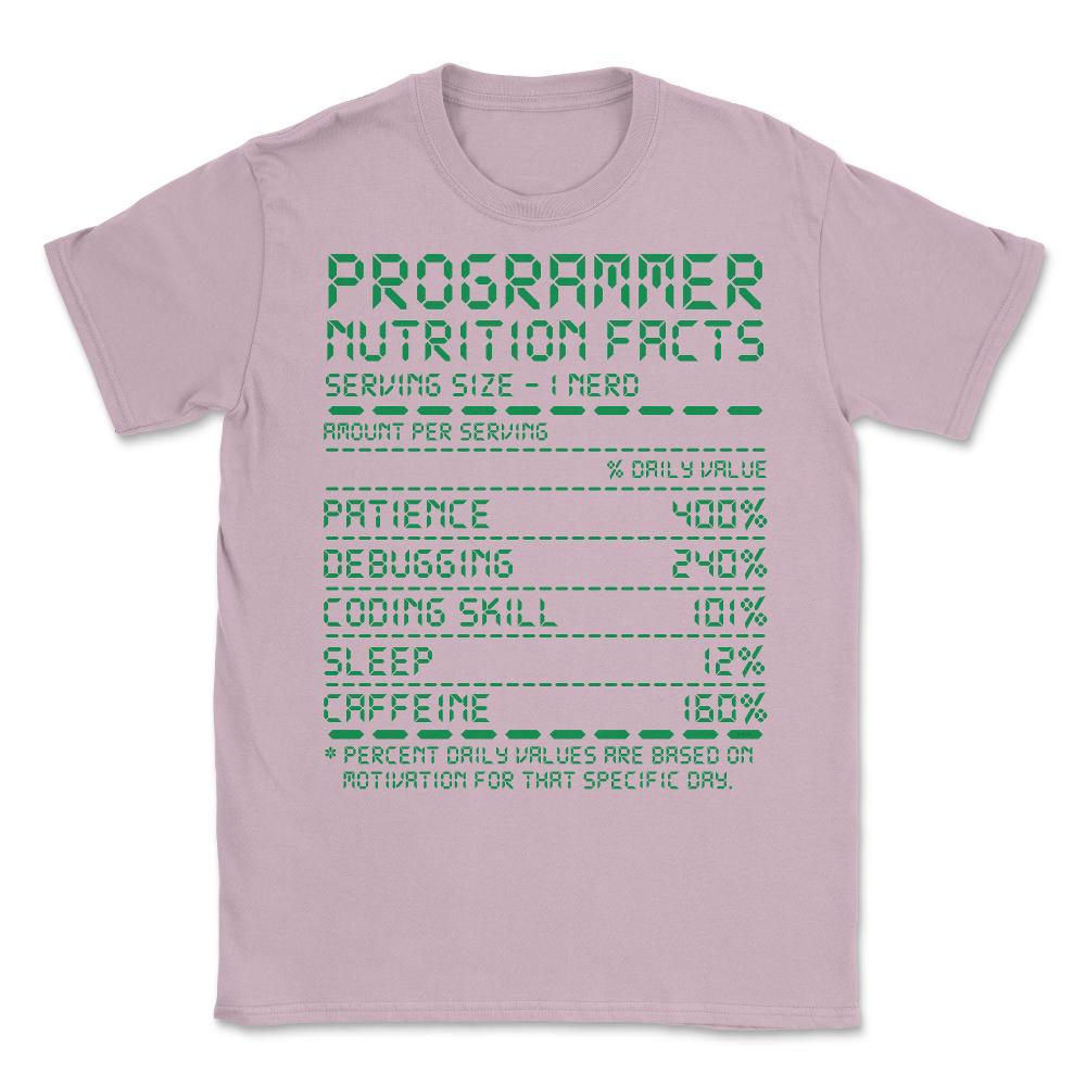 Funny Programmer Nutrition Facts Programing Nerds & Geeks print - Light Pink
