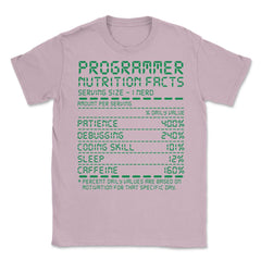 Funny Programmer Nutrition Facts Programing Nerds & Geeks print - Light Pink