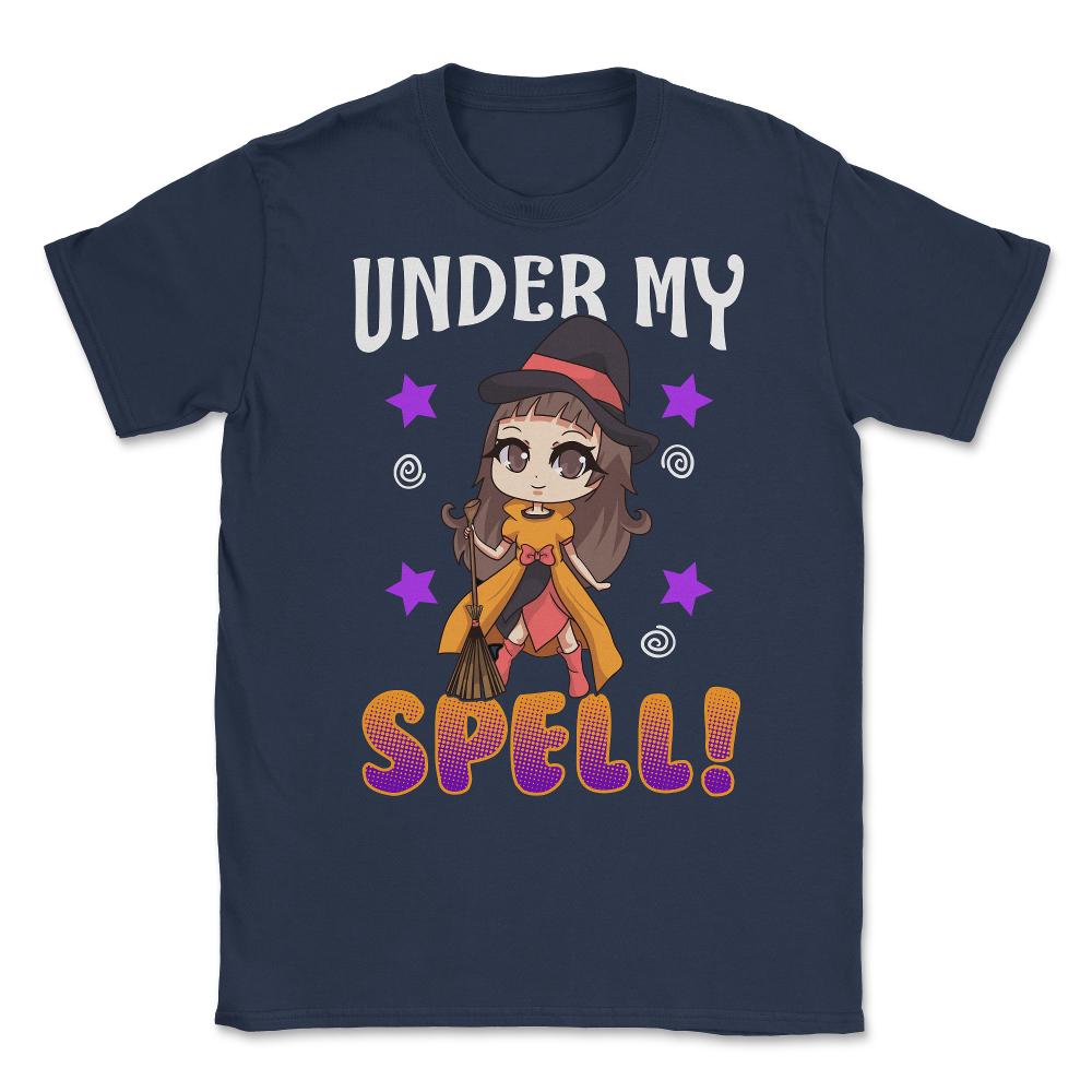 Under my Spell Cute & Funny Halloween Witch Unisex T-Shirt - Navy