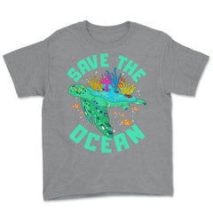 Save the Ocean Turtle Gift for Earth Day product Youth Tee - Grey Heather