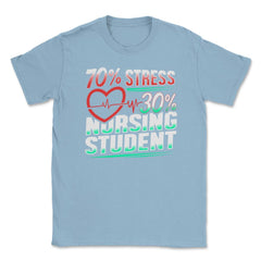 70% Stress 30% Nursing Student T-Shirt Nursing Shirt Gift Unisex - Light Blue