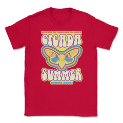 Cicada Summer Retro Vintage Art Meme design Unisex T-Shirt - Red