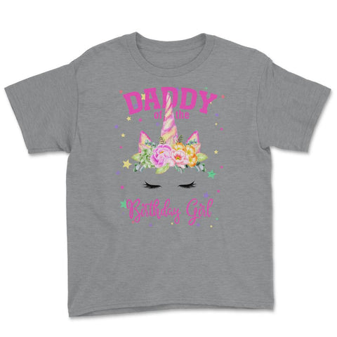 Daddy of the Birthday Girl! Unicorn Face Theme Gift product Youth Tee - Grey Heather
