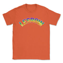 Lesbow Rainbow Word Arc Gay Pride t-shirt Shirt Tee Gift Unisex - Orange