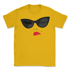 Eyeglasses Lips & Lipstick T-Shirt  Unisex T-Shirt - Gold