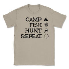 Funny Camp Fish Hunt Repeat Camping Fishing Hunting Gag graphic - Cream