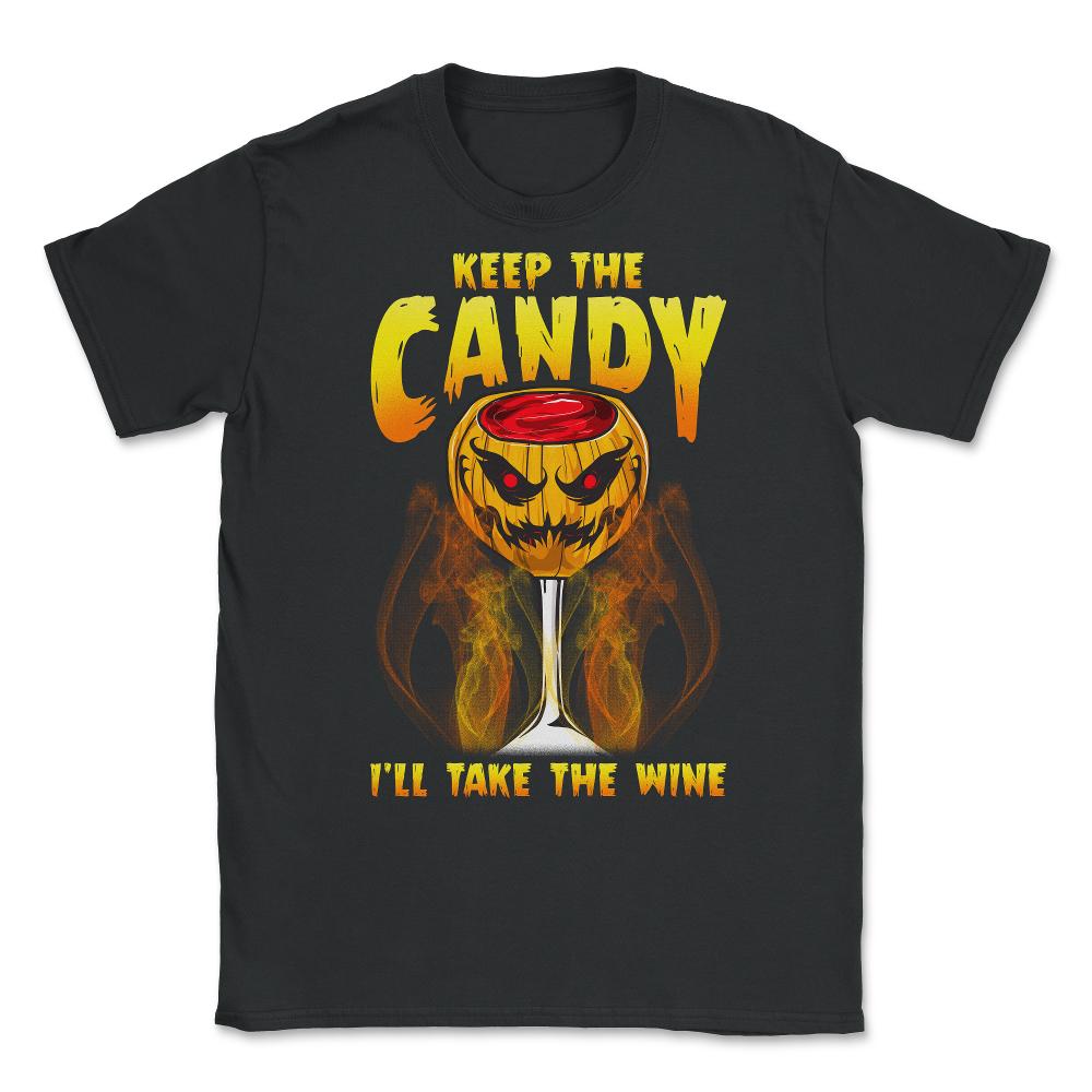 Halloween Wine Glass Spooky Jack o Lantern Unisex T-Shirt - Black