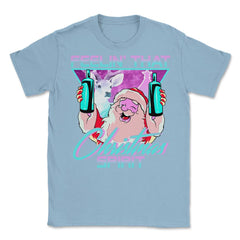Retro Vaporwave Santa XMAS Spirit Funny Drinking Humor Unisex T-Shirt - Light Blue