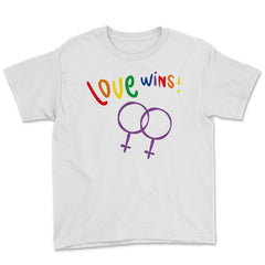 Love wins! Women t-shirt Gay Pride Month Shirt Tee Gift Youth Tee - White