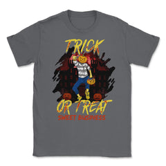 Trick or Treat Nasty Pumpkin Head Guy Halloween Unisex T-Shirt - Smoke Grey