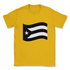 Puerto Rico Black Flag Resiste Boricua by ASJ print Unisex T-Shirt - Gold