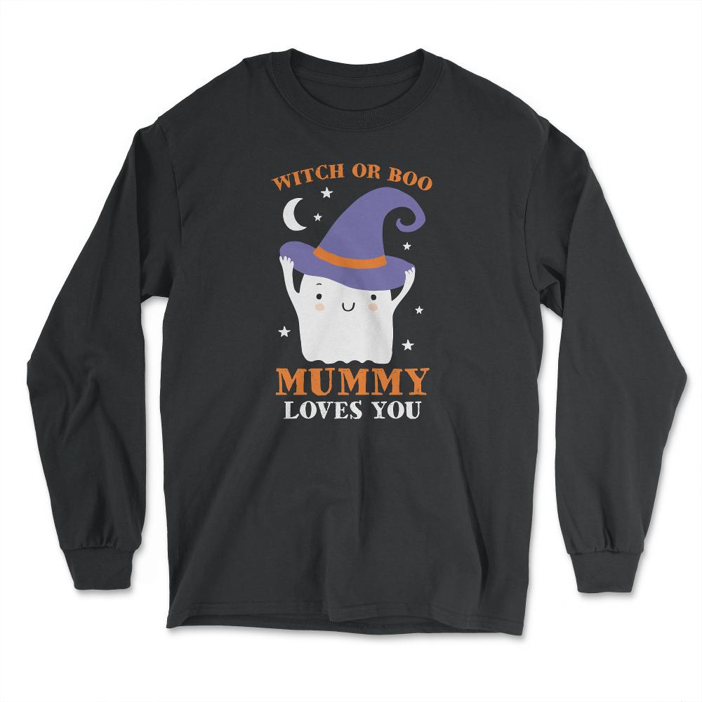 Witch or Boo Mummy Loves You Halloween Reveal graphic - Long Sleeve T-Shirt - Black
