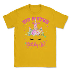 Big Sister of the Birthday Girl! Unicorn Face Theme Gift graphic - Gold