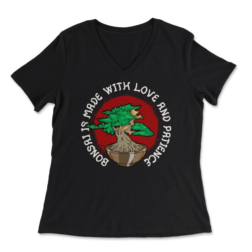 Bonsai is Made with Love and Patience Gardener Japanese Tree print - Women's V-Neck Tee - Black