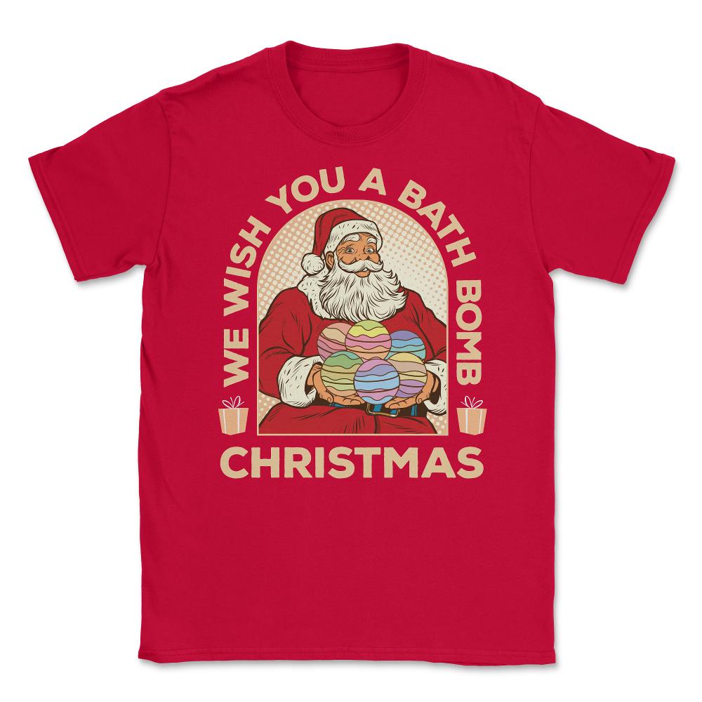 We Wish You A Bath Bomb Christmas Retro Vintage Santa graphic Unisex - Red