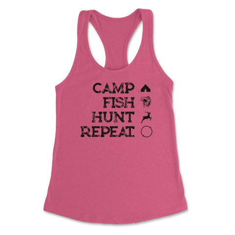 Funny Camp Fish Hunt Repeat Camping Fishing Hunting Gag graphic - Hot Pink