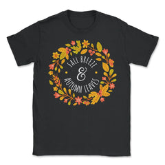 Fall Breeze and Autumn Leaves Wreath Design design - Unisex T-Shirt - Black