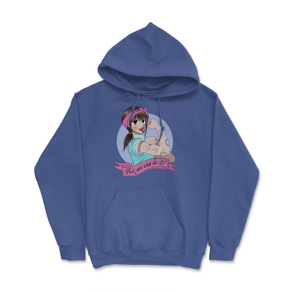 Yes, we can do it! Anime Girl Feminist Hoodie - Royal Blue