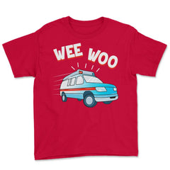 Ambulance Sound Funny Emergency Car Wee-Woo design Youth Tee - Red