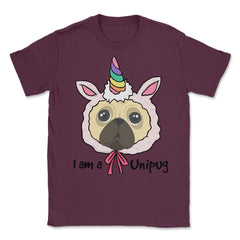 I am a Unipug graphic Funny Humor pug gift tee Unisex T-Shirt - Maroon