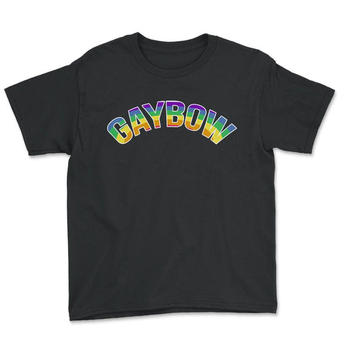 Gaybow Rainbow Word Art Gay Pride t-shirt Shirt Tee Gift Youth Tee - Black