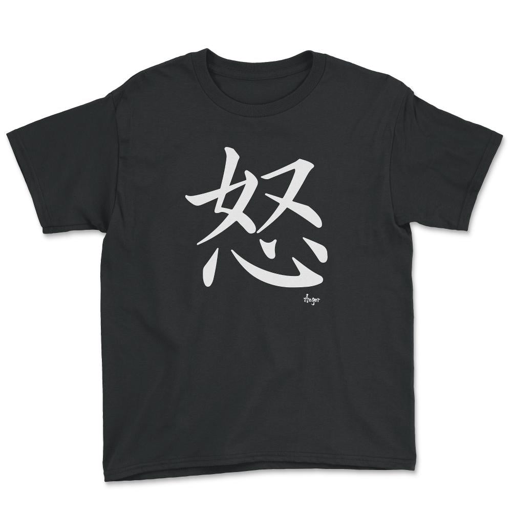 Anger Kanji Japanese Calligraphy Symbol design - Youth Tee - Black
