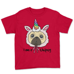 I am a Unipug graphic Funny Humor pug gift tee Youth Tee - Red
