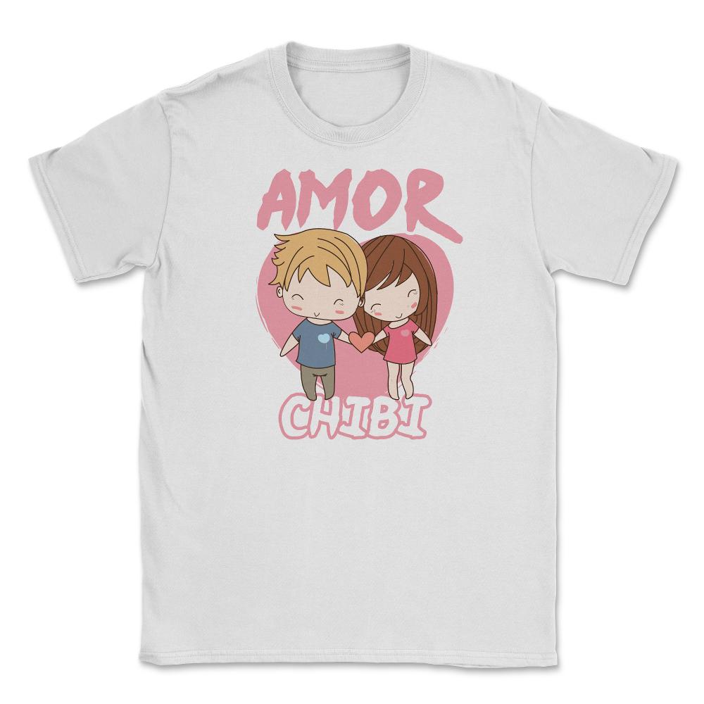 Amor Chibi Anime Couple Humor Unisex T-Shirt - White