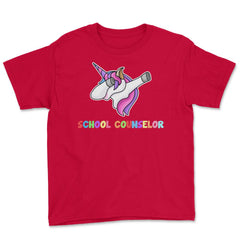 Funny School Counselor Dabbing Unicorn Cute Appreciation product - Red