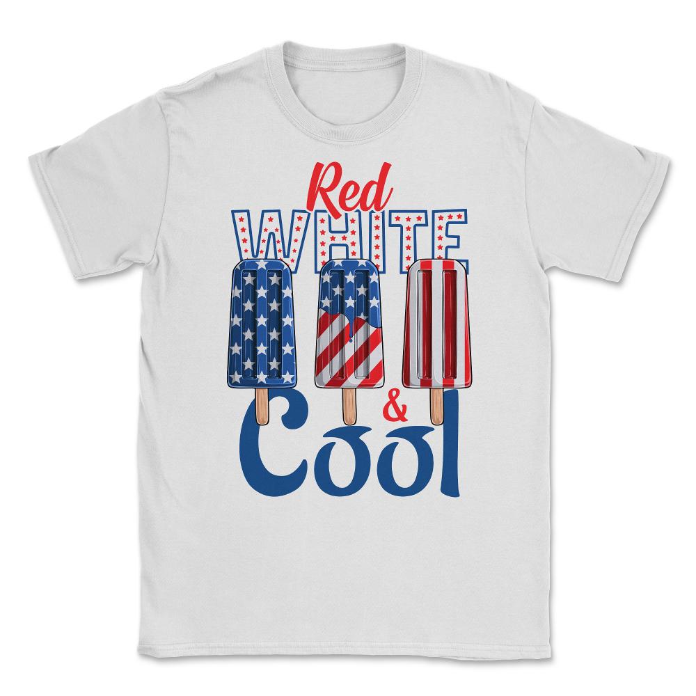 Red, White & Cool Patriotic Popsicle USA Flag Ice Cream graphic - White
