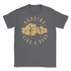 Dadding like a Boss Funny Father & Son Bump Fists Quote design Unisex - Smoke Grey