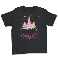 Birthday Girl! Unicorn Lashes design Gift Youth Tee - Black