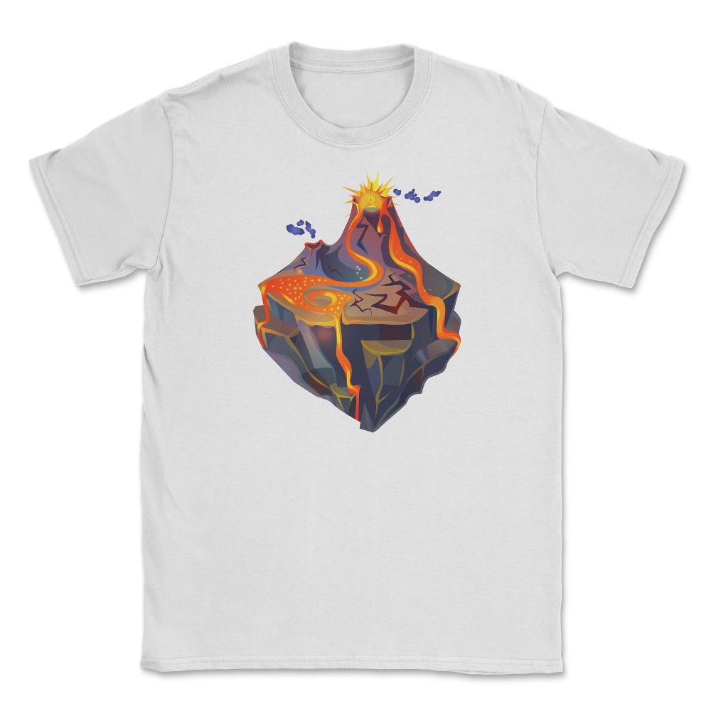 Bitcoin Symbol Coming out of a Volcano for Crypto Trader product - White