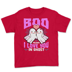 Boo Ghost Couple Cute Ghosts Funny Humor Halloween Youth Tee - Red