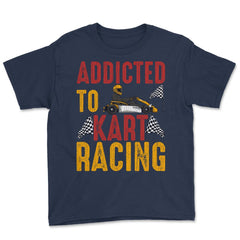 Addicted To Kart Racing graphic Youth Tee - Navy