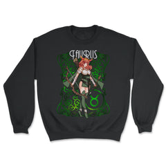 Taurus Zodiac Sign Warrior Anime Girl print - Unisex Sweatshirt - Black