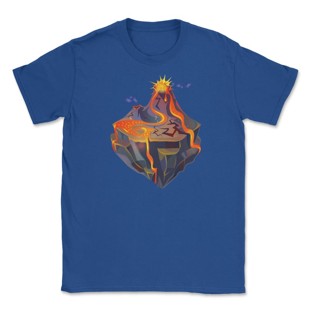 Bitcoin Symbol Coming out of a Volcano for Crypto Trader product - Royal Blue