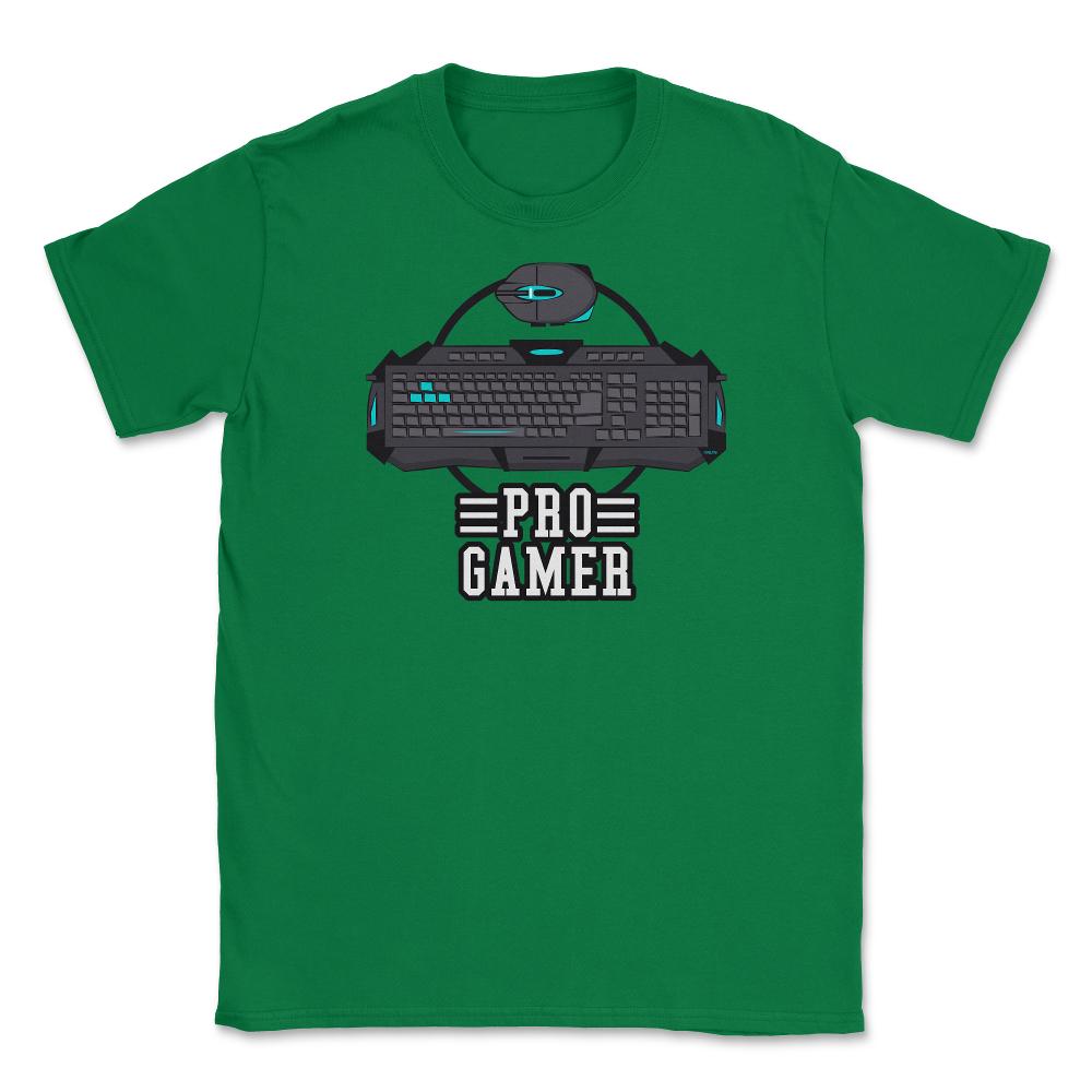 Pro Gamer Keyboard & Mouse Fun Humor T-Shirt Tee Shirt Gift Unisex - Green