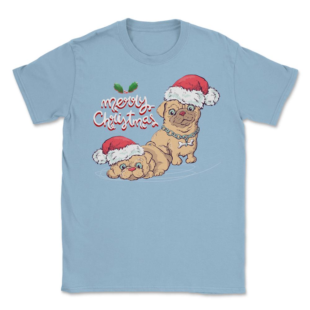 Merry Christmas Doggies Funny Humor T-Shirt Tee Gift Unisex T-Shirt - Light Blue