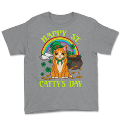Saint Patty's Day Theme Irish Cat Funny Humor Gift product Youth Tee - Grey Heather