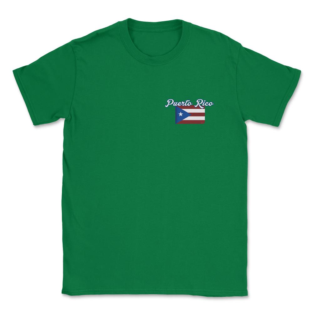 Puerto Rico Flag Rounded Edges Pocket graphic Unisex T-Shirt - Green