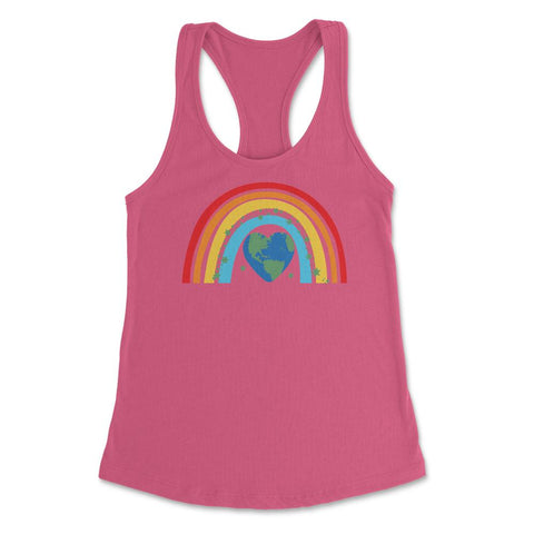 Bohemian Rainbow Earth Day Awareness Environmental Heart product - Hot Pink