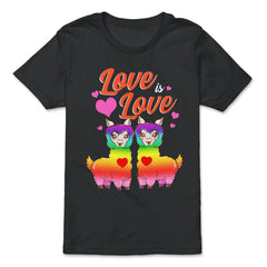 Love is Love Gay Pride Rainbow Llama Couple Funny Gift design - Premium Youth Tee - Black