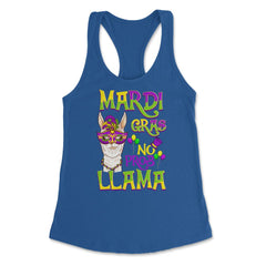 Mardi Gras Llama Funny Carnival Gift design Women's Racerback Tank - Royal