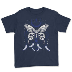 Butterfly Dreamcatcher Boho Mystical Esoteric Art print Youth Tee - Navy