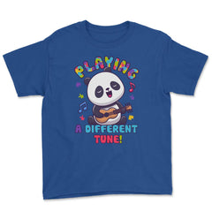 Playing a Different Tune Autism Awareness Panda design Youth Tee - Royal Blue