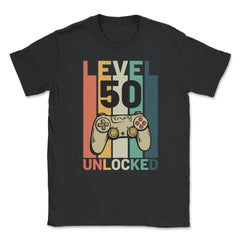 Funny 50th Birthday Vintage Gamer Level 50 Unlocked graphic Unisex - Black