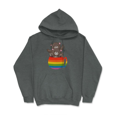 Bear Rainbow Flag Bears Cup Gay Pride graphic Hoodie - Dark Grey Heather