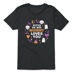 Witch or Boo Mummy Loves You Halloween Reveal design - Premium Youth Tee - Black