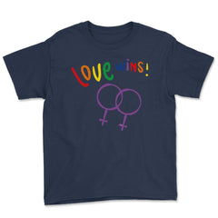 Love wins! Women t-shirt Gay Pride Month Shirt Tee Gift Youth Tee - Navy